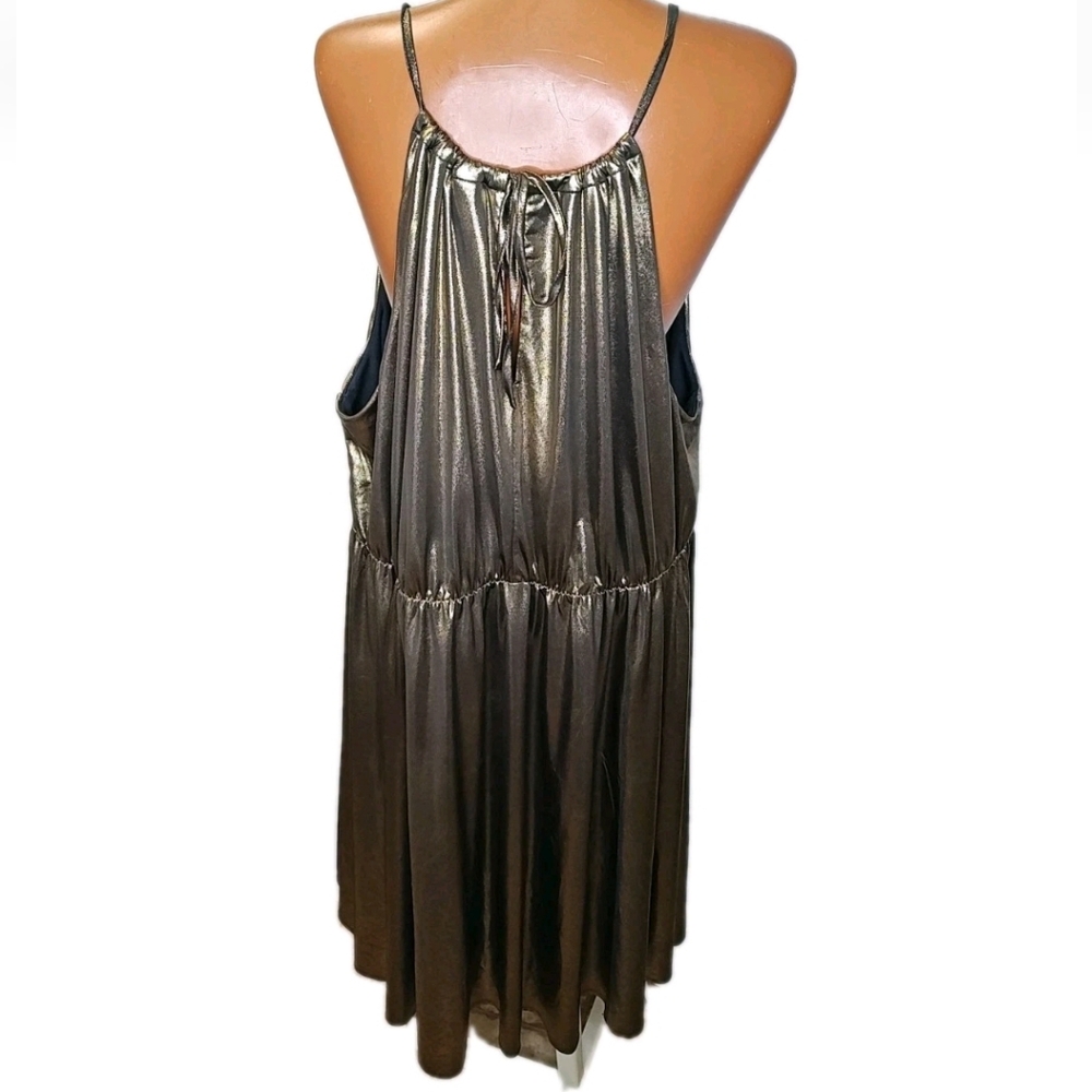 Torrid Halter Skater Dress Woman Plus 3X Gold Shimmer Mini Party Rockabilly Nwt - Picture 6 of 11